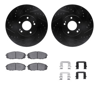 R1 Concepts® - Drilled and Slotted Front Brake Kit with Optimum OE Pads