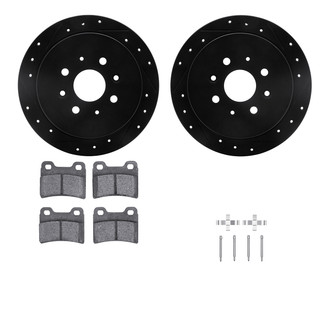 R1 Concepts® - Drilled and Slotted Rear Brake Kit with Optimum OE Pads