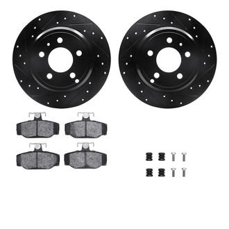 R1 Concepts® - Drilled and Slotted Rear Brake Kit with Optimum OE Pads