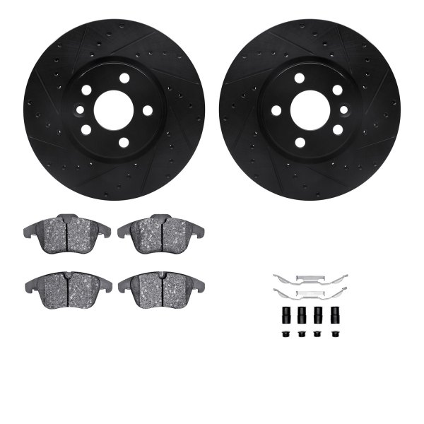  R1 Concepts® - Drilled and Slotted Front Brake Kit with Optimum OE Pads