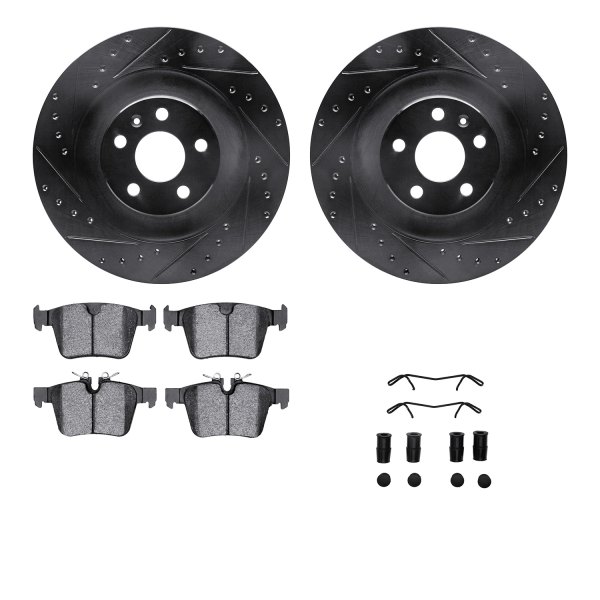  R1 Concepts® - Drilled and Slotted Rear Brake Kit with Optimum OE Pads