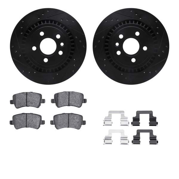  R1 Concepts® - Drilled and Slotted Rear Brake Kit with Optimum OE Pads