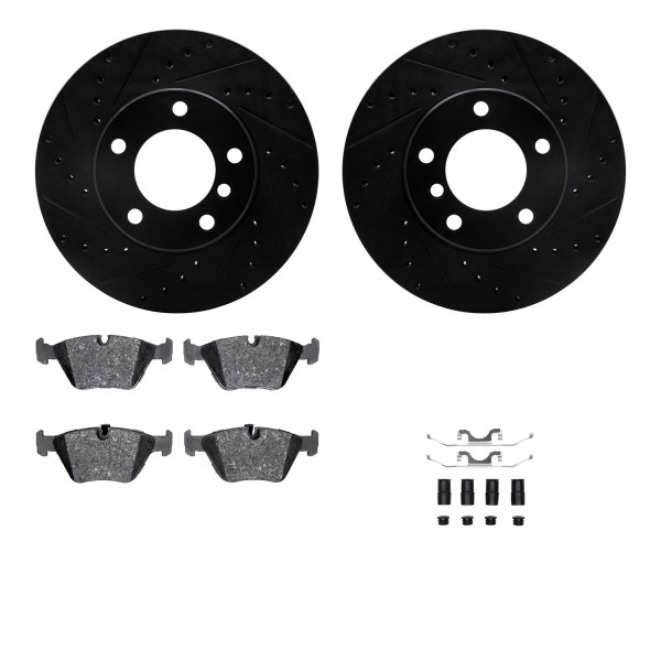  R1 Concepts® - Drilled and Slotted Front Brake Kit with Optimum OE Pads