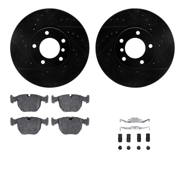  R1 Concepts® - Drilled and Slotted Front Brake Kit with Optimum OE Pads