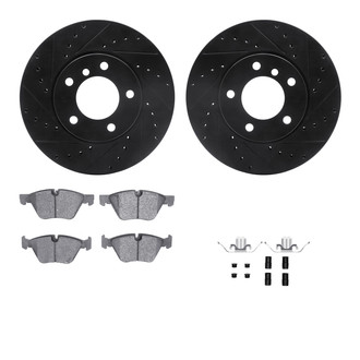 R1 Concepts® - Drilled and Slotted Front Brake Kit with Optimum OE Pads