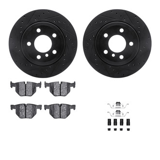 R1 Concepts® - Drilled and Slotted Rear Brake Kit with Optimum OE Pads