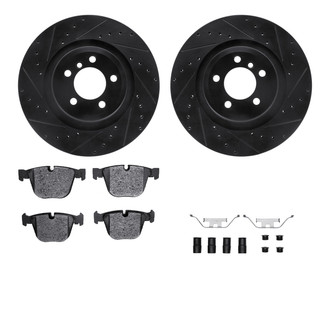 R1 Concepts® - Drilled and Slotted Rear Brake Kit with Optimum OE Pads