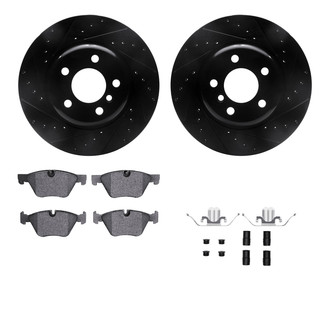 R1 Concepts® - Drilled and Slotted Front Brake Kit with Optimum OE Pads