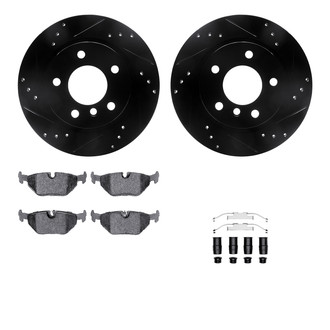 R1 Concepts® - Drilled and Slotted Rear Brake Kit with Optimum OE Pads