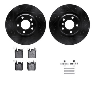 R1 Concepts® - Drilled and Slotted Rear Brake Kit with Optimum OE Pads