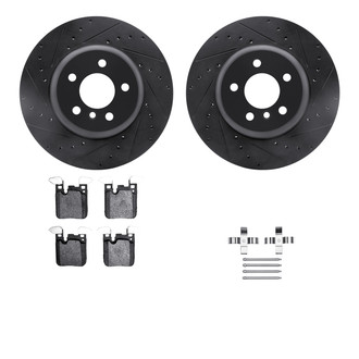R1 Concepts® - Drilled and Slotted Rear Brake Kit with Optimum OE Pads