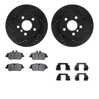 R1 Concepts® - Drilled and Slotted Front Brake Kit with Optimum OE Pads