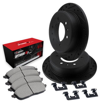 R1 Concepts® - Drilled and Slotted Front Brake Kit with Optimum OE Pads