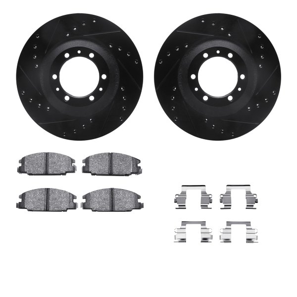  R1 Concepts® - Drilled and Slotted Front Brake Kit with Optimum OE Pads