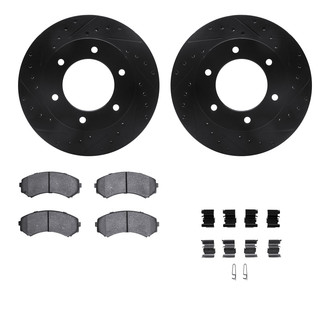 R1 Concepts® - Drilled and Slotted Front Brake Kit with Optimum OE Pads