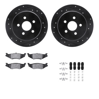 R1 Concepts® - Drilled and Slotted Rear Brake Kit with Optimum OE Pads
