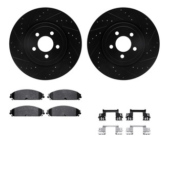 R1 Concepts® - Drilled and Slotted Front Brake Kit with Optimum OE Pads