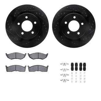 R1 Concepts® - Drilled and Slotted Front Brake Kit with Optimum OE Pads