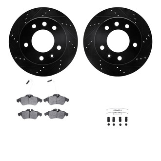 R1 Concepts® - Drilled and Slotted Front Brake Kit with Optimum OE Pads