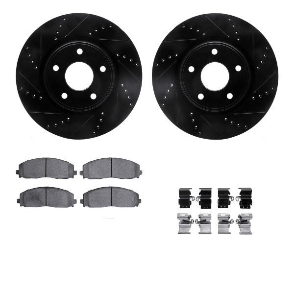  R1 Concepts® - Drilled and Slotted Front Brake Kit with Optimum OE Pads