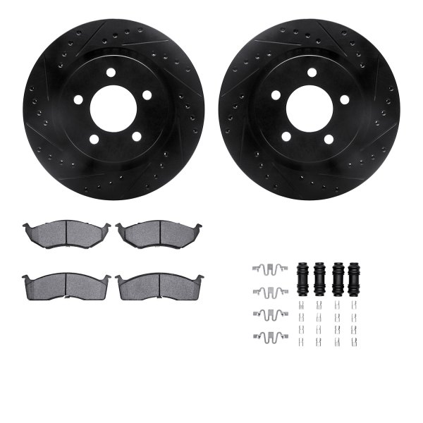  R1 Concepts® - Drilled and Slotted Front Brake Kit with Optimum OE Pads