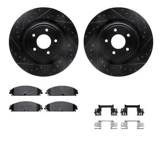 R1 Concepts® - Drilled and Slotted Front Brake Kit with Optimum OE Pads