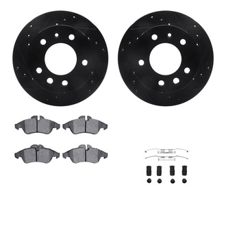 R1 Concepts® - Drilled and Slotted Front Brake Kit with Optimum OE Pads