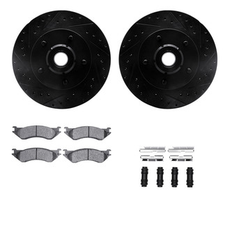 R1 Concepts® - Drilled and Slotted Front Brake Kit with Optimum OE Pads