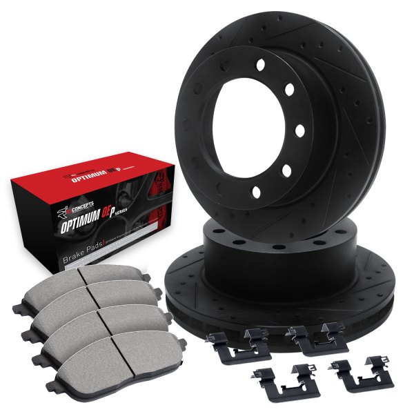  R1 Concepts® - Drilled and Slotted Front Brake Kit with Optimum OE Pads