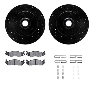 R1 Concepts® WHUH1-42013 - Drilled and Slotted Front Brake Kit with Optimum OE Pads
