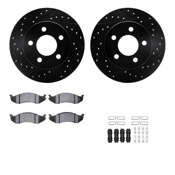  R1 Concepts® - Drilled and Slotted Front Brake Kit with Optimum OE Pads