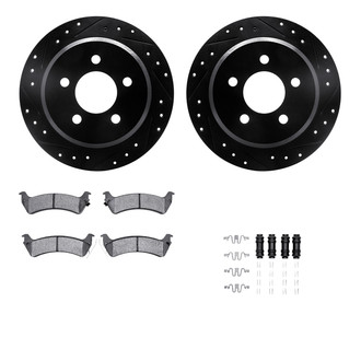 R1 Concepts® - Drilled and Slotted Rear Brake Kit with Optimum OE Pads