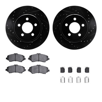 R1 Concepts® - Drilled and Slotted Front Brake Kit with Optimum OE Pads