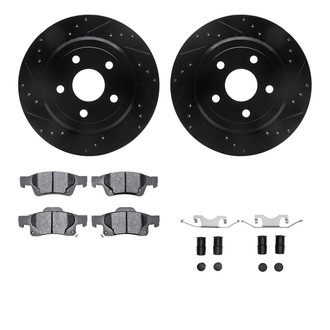 R1 Concepts® - Drilled and Slotted Rear Brake Kit with Optimum OE Pads