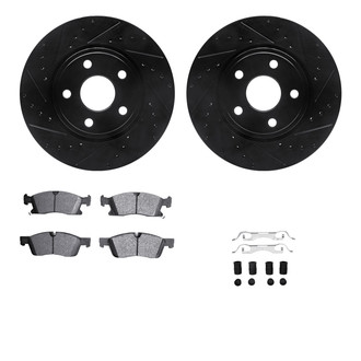 R1 Concepts® - Drilled and Slotted Front Brake Kit with Optimum OE Pads
