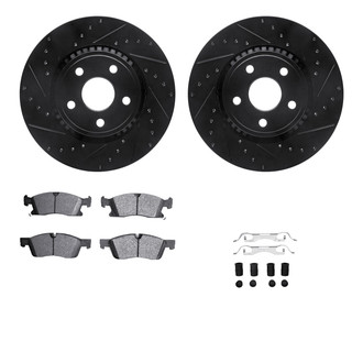 R1 Concepts® - Drilled and Slotted Front Brake Kit with Optimum OE Pads