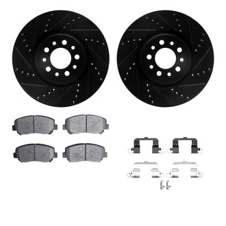 R1 Concepts® - Drilled and Slotted Front Brake Kit with Optimum OE Pads