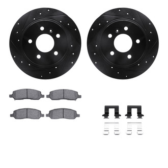 R1 Concepts® - Drilled and Slotted Rear Brake Kit with Optimum OE Pads