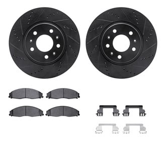 R1 Concepts® - Drilled and Slotted Front Brake Kit with Optimum OE Pads