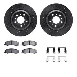R1 Concepts® - Drilled and Slotted Front Brake Kit with Optimum OE Pads