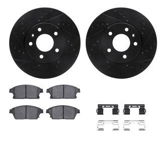 R1 Concepts® - Drilled and Slotted Front Brake Kit with Optimum OE Pads