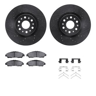 R1 Concepts® - Drilled and Slotted Front Brake Kit with Optimum OE Pads