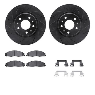 R1 Concepts® - Drilled and Slotted Front Brake Kit with Optimum OE Pads