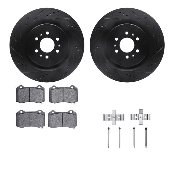  R1 Concepts® - Drilled and Slotted Rear Brake Kit with Optimum OE Pads