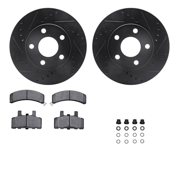  R1 Concepts® - Drilled and Slotted Front Brake Kit with Optimum OE Pads