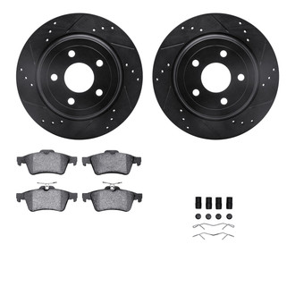 R1 Concepts® - Drilled and Slotted Rear Brake Kit with Optimum OE Pads