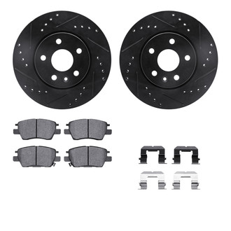 R1 Concepts® - Drilled and Slotted Front Brake Kit with Optimum OE Pads