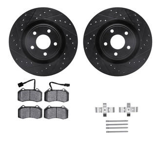 R1 Concepts® - Drilled and Slotted Front Brake Kit with Optimum OE Pads