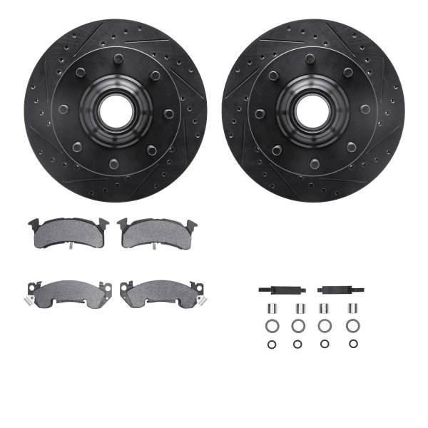  R1 Concepts® - Drilled and Slotted Front Brake Kit with Optimum OE Pads