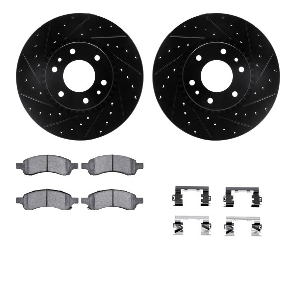  R1 Concepts® - Drilled and Slotted Front Brake Kit with Optimum OE Pads